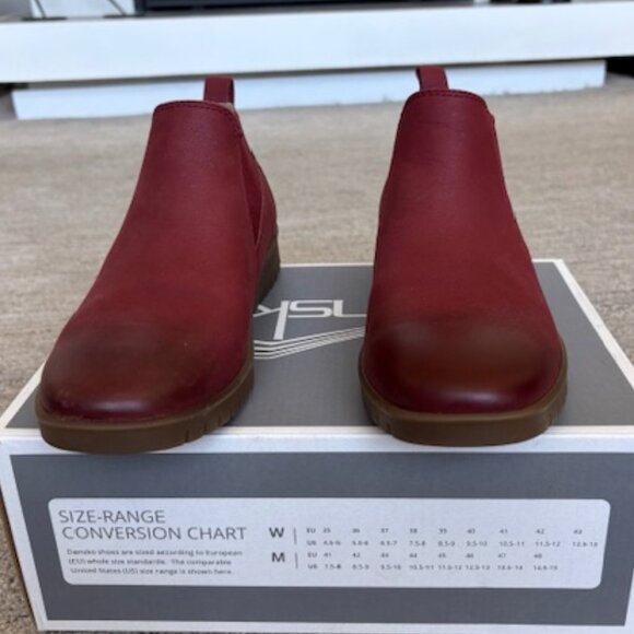 Dasko Women's Louisa Burnished Calf Red Leather Booties in Perfect Condition - Picture 3 of 8